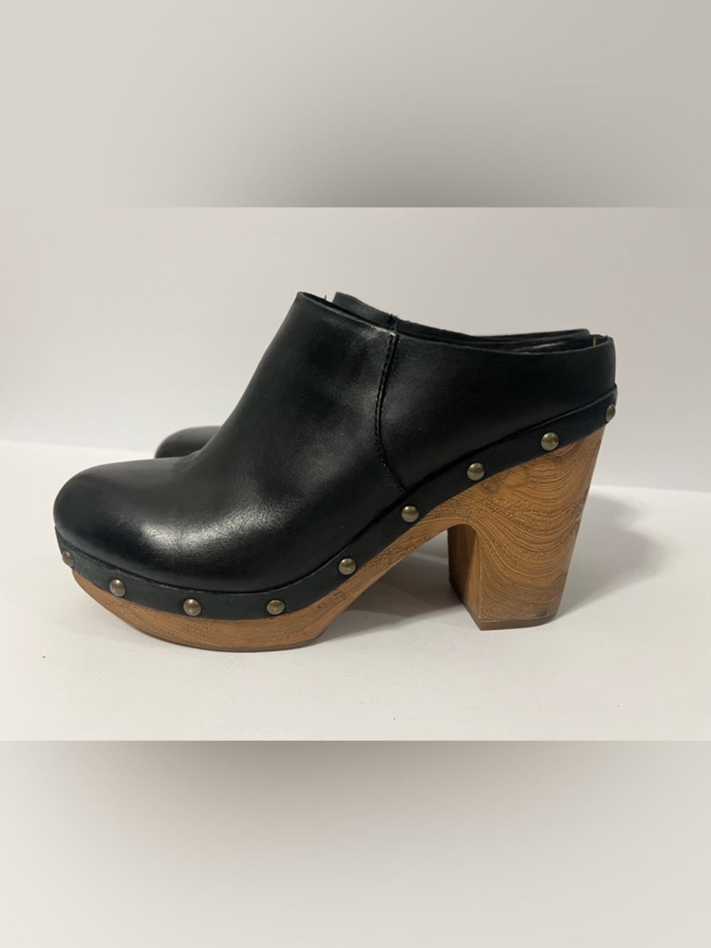 Kork-Ease Sudbury Clog Size 6M Mules Leather Black Studded Black Heels Bratz Y2K - Picture 2 of 9